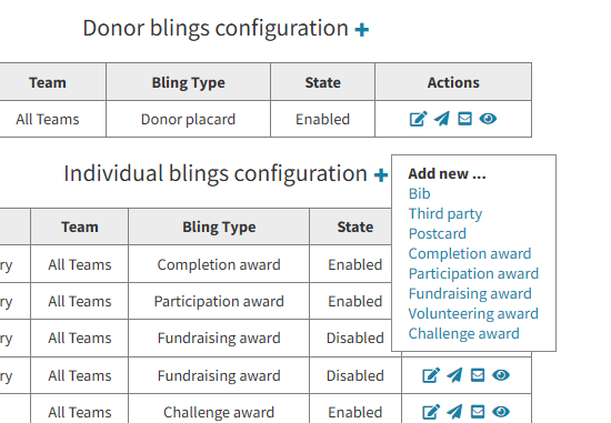 Add new bling dropdown showing Challenge award option